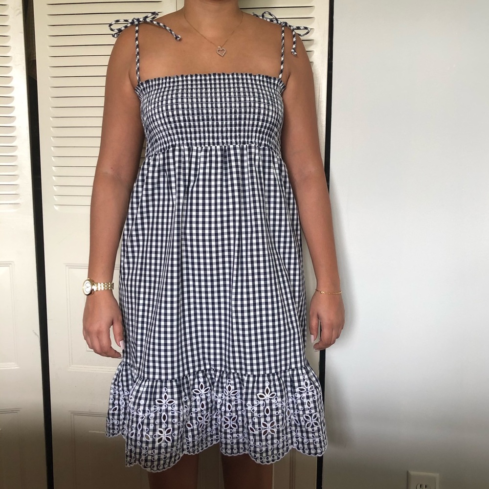 Tory Burch Gingham Beach Dress in Navy White